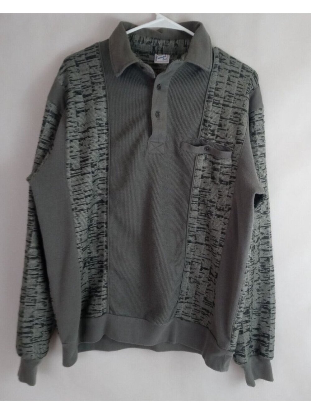 Vintage Haband Casual Joe Men's Gray Long Sleeve Polo Shirt Size XL